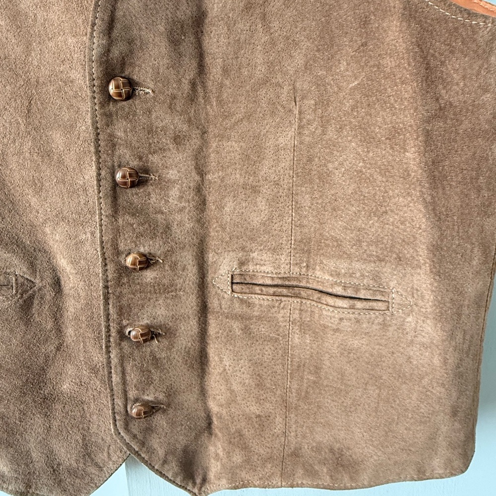 Tony Lama Men's Tan Suede Vest - Picture 2 of 2
